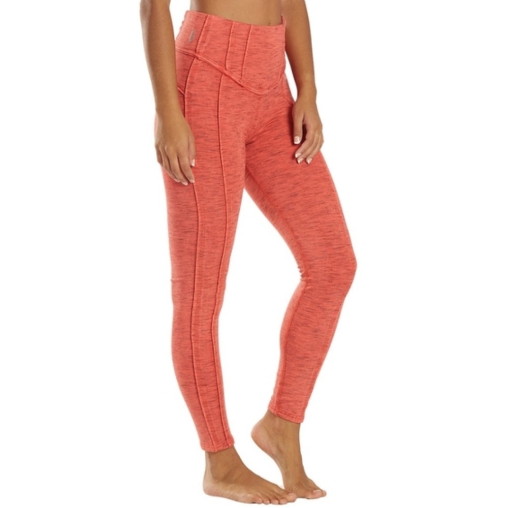Free People High-Waist Heathered Coral Leggings